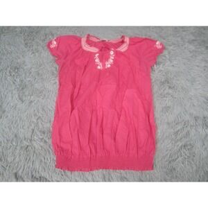 Motherhood Maternity Blouse Womens Small Pink‎ Peasant Short Sleeve Casual
